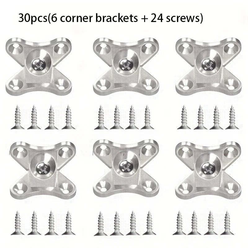 30-Piece Zinc Alloy Butterfly Corner Bracket Set with Screws - Durable Support Connectors for Furniture & Drawers