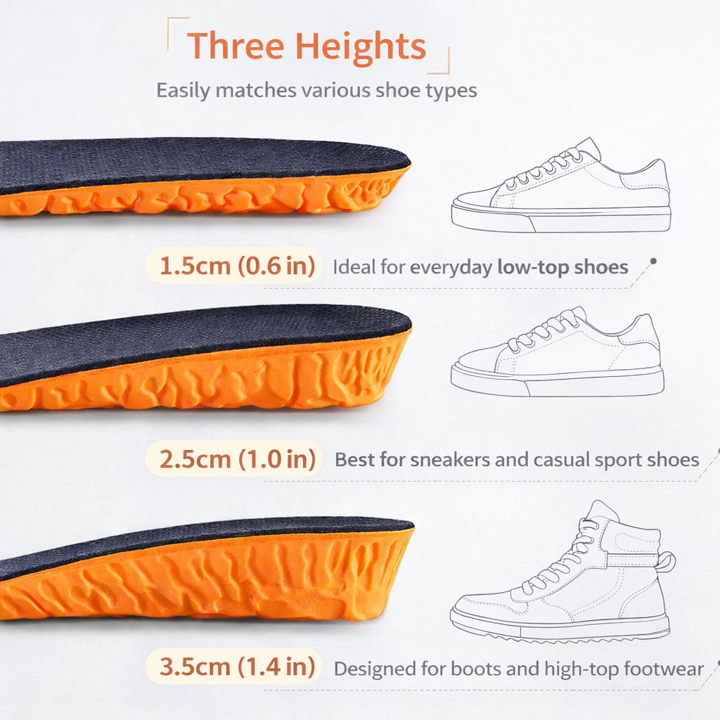 Height Boost Insole - Invisible Elevator Shoe Lift (+1.5 to 3.5cm)
