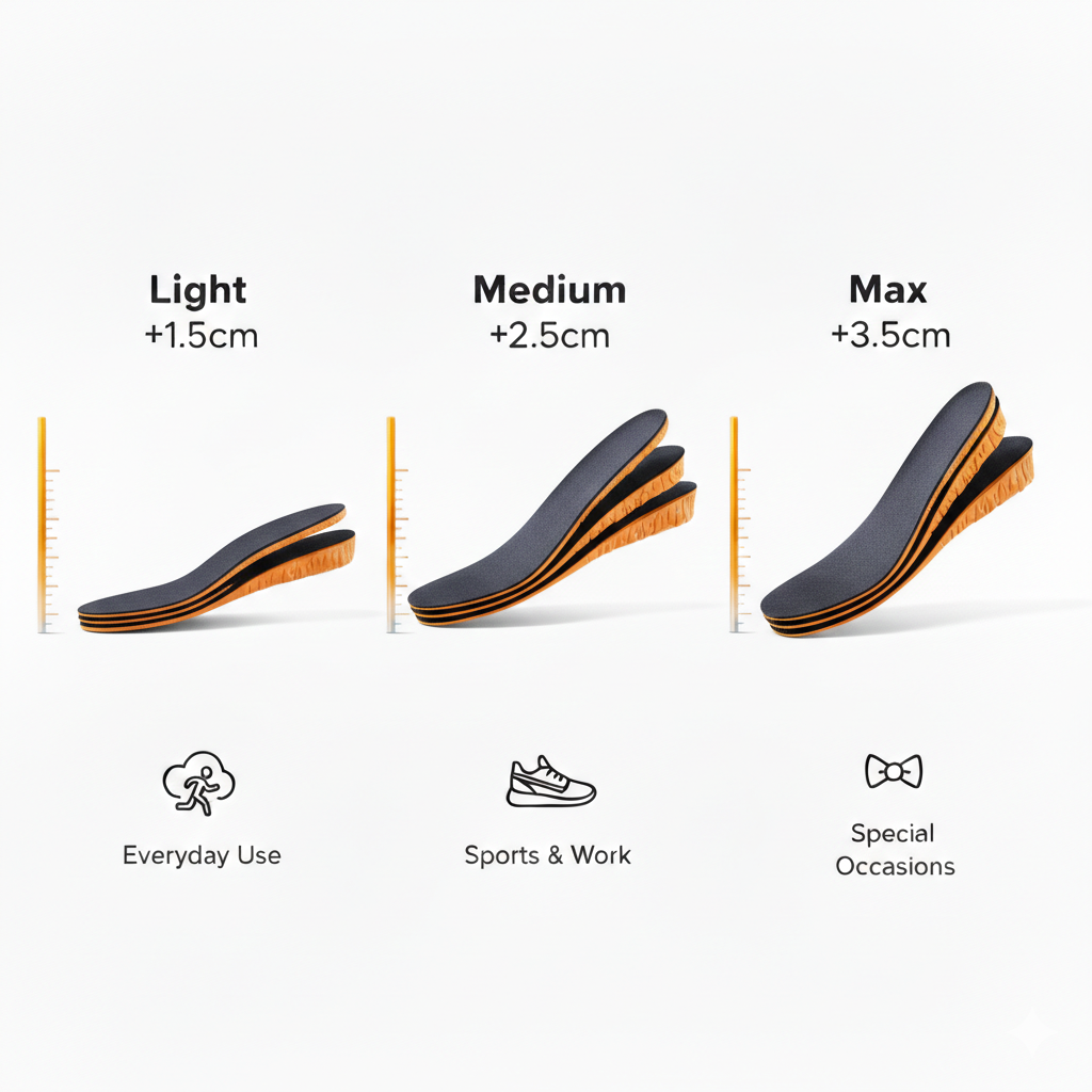 Height Boost Insole - Invisible Elevator Shoe Lift (+1.5 to 3.5cm)