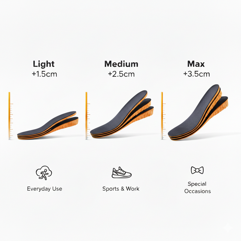 Height Boost Insole - Invisible Elevator Shoe Lift (+1.5 to 3.5cm)